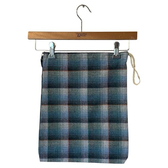 Unbranded Blue Plaid Drawstring Bag 11"x14" Reusable Tote Sack Travel Storage - Picture 1 of 4